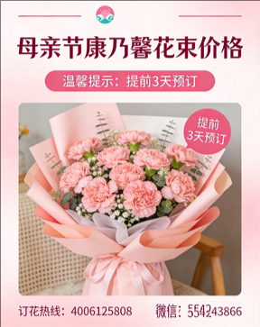 宁波奉化区花店母亲节康乃馨花束
